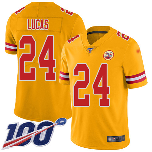 Men Kansas City Chiefs #24 Lucas Jordan Limited Gold Inverted Legend 100th Season Football Nike NFL Jersey->kansas city chiefs->NFL Jersey